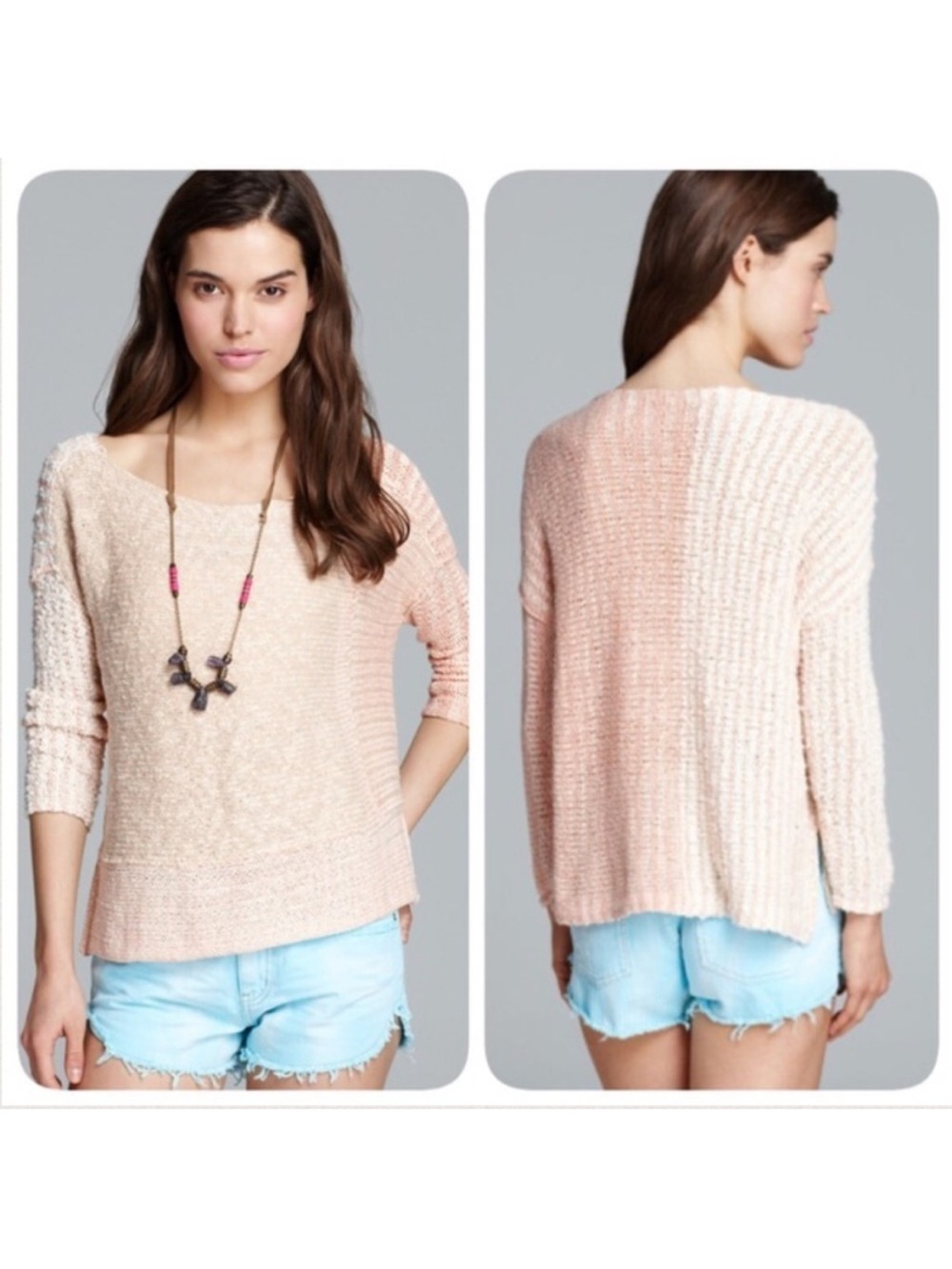 Free People orange stripe pullover sweater xs